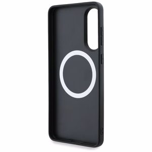 BMW Leather Oversized Stripes MagSafe ümbris jaoks Samsung Galaxy S25 Edge - must