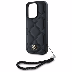 Karl Lagerfeld Quilted Initial Logo & Chain Strap iPhone 16 Pro Ümbris - Must