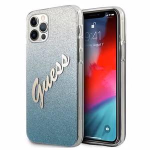 Guess GUHCP12LPCUGLSBL iPhone 12 Pro Max 6.7" sinine/sinine kõvakott Glitter Gradient Script