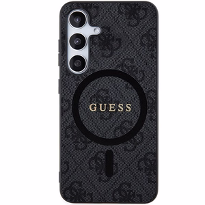 Guess 4G Collection Leather Metal Logo MagSafe Ümbris jaoks Samsung Galaxy S24+ - must