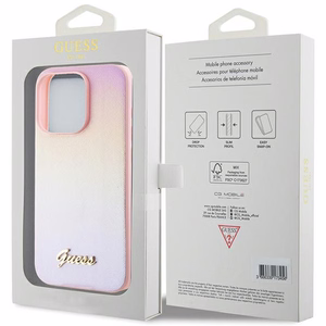 Guess Saffiano Iridescent Script ümbris jaoks iPhone 14 Pro Max - roosa