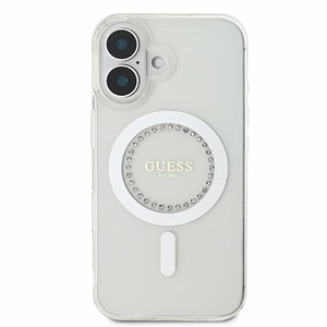Guess IML Rhinestones MagSafe Ümbris jaoks iPhone 16 - valge