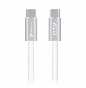 Kaabel USB C USB C Forcell F-Energy QC4.0 PD 5A 100W Cafule Color 1,2 m ACYH23 valge