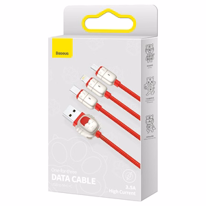 Baseus Cable Year of the Tiger 3 in 1 - USB to Type C, Lightning, Micro USB - 3,5A 1,2 metres (CASX010009) red