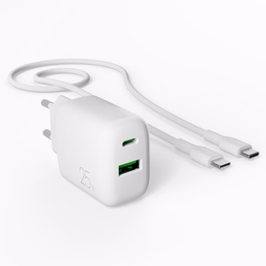 Puro PROLITE 25W USB-A / USB-C wall laadija + USB-C - USB-C kaabel 1.2m - valge