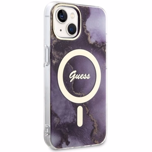 Guess GUHMP14SHTMRSU iPhone 14 6.1" lilla/lilla hardcase Golden Marble MagSafe