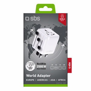 SBS TEADAPTUNI universal travel adapter - valge