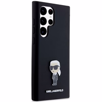 Karl Lagerfeld Silicone Ikonik Metal Pin ümbris jaoks Samsung Galaxy S23 Ultra - must