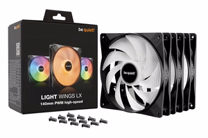 be quiet! LIGHT WINGS LX 140mm PWM High Speed 3 tk pakk must korpuse ventilaator 14 cm 3 tk