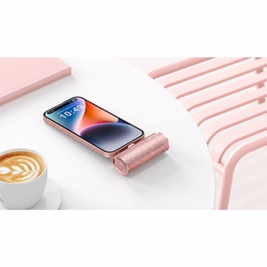 Powerbank Veger PlugOn (W0573) PD QC3.0 2,4A 12W 5000 mAh with a built-in connector USB C pink