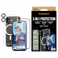 PanzerGlass Bundle 3in1 iPhone 16 6.1" D3O Hardcase + Ekraanikaitse UWF+ Lens B1291+2861+1283