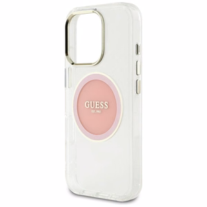 Guess IML Metal Colored Circle Classic Logo MagSafe ümbris jaoks iPhone 16 Pro Max - roosa