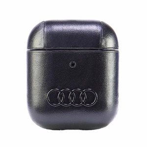 Audi Leather Big Logo Ümbris jaoks AirPods 1 / 2 - must