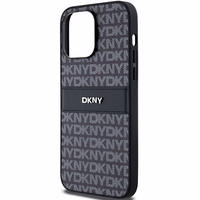 DKNY Leather Mono Stripe & Metal Logo ümbris jaoks iPhone 14 Pro Max - must