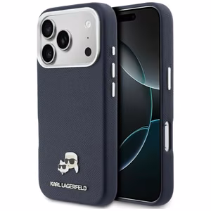 KARL LAGERFELD ümbris IPHONE 17 Pro jaoks, mis ühildub MagSafe KLHMP17L6PFKCLB (PU FW W/ K&C Head Pin) sinine