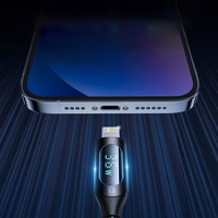 Wozinsky WUCLC2 Lightning - USB-C 36W 480Mb/s kaabel 2m with display - must
