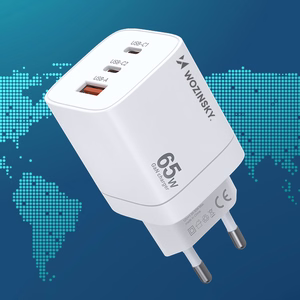 Wozinsky CGWCW 65W GaN Wall Laadija USB-A / 2 x USB-C - valge