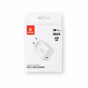 Crong Ultra Compact GaN USB-C seinalaadija, 45 W PD 3.0, PPS, valge