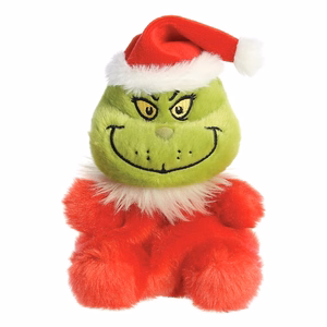 Grinch Palm Pals keskkonnahoidlik istuv jõuluvana kostüümis plüüslelu, 13 cm