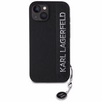 Karl Lagerfeld Saffiano Rhinestones & Charm ümbris jaoks iPhone 15 / 14 / 13 - must