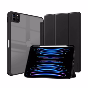 Crong PrimeFolio kaanega ümbris seadmele iPad Air 11" (2026–2024) / iPad Air 10.9" (5. / 4. põlvkond) / iPad Pro 11" (2022–2021), Apple Pencili hoidikuga, must ja läbipaistev