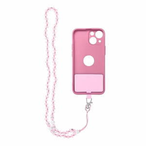 CRYSTAL DIAMOND Phone lanyard, Phone pendant / cord length 74cm (37cm in the loop) / on neck - lite roosa
