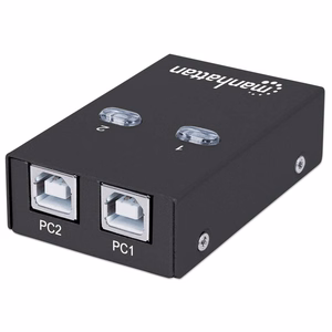 Manhattan USB-A automaatne jagamiskapsel, 2x USB-B pordid, 480 Mbps (USB 2.0), kahekordne juhtimine (automaatne või käsitsi), USB-toide (välist toiteallikat pole vaja), kaasas 1x 1.5m USB-A kuni USB-B kaabel