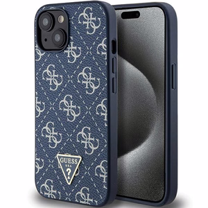 Guess 4G Triangle Metal Logo ümbris jaoks iPhone 15 Plus / 14 Plus - sinine