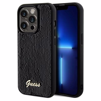 Guess Sequin Script Metal ümbris jaoks iPhone 14 Pro Max - must