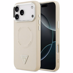 Чехол Guess Triangle Logo MagSafe для iPhone 17 Pro бежевый