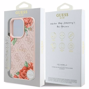Guess GUHMP16XP4ROPEMCP iPhone 16 Pro Max 6.9" roosa/roosa hardcase 4G Flowers Print MagSafe