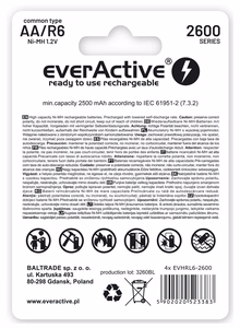 Laetavad akud everActive Ni-MH R6 AA 2600 mAh Professional Line