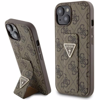 Guess Grip Stand 4G Triangle Strass ümbris jaoks iPhone 15 - brown