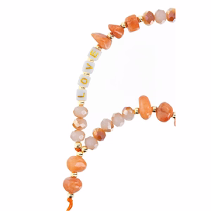 LOVE Phone lanyard, Phone pendant / cord length 44cm (22cm in the loop) / on hand - oranž