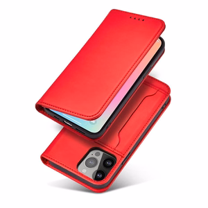 Magnetkaardi ümbris iPhone 14 Pro Max flip cover rahakoti statiiv punane