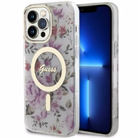 Guess GUHMP14XHCFWST iPhone 14 Pro Max 6.7" läbipaistev hardcase Flower MagSafe