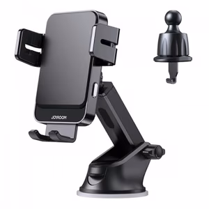 Autokinnitusein Joyroom ZS219 must / automaatne lukustus (juhtmevaba laadimine 15W) (mitte-magnetiline / kleepiv alus)