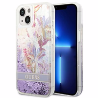 Guess GUHCP14MLFLSU iPhone 14 Plus 6.7 "violet / lilla hardcase Flower Liquid Glitter