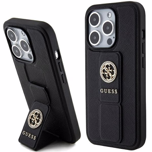 Guess Grip Stand 4G Saffiano Strass чехол для iPhone 15 Pro Max - чёрный