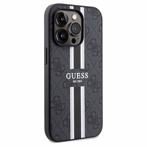 Guess 4G Printed Stripes MagSafe чехол для iPhone 15 Pro Max - чёрный