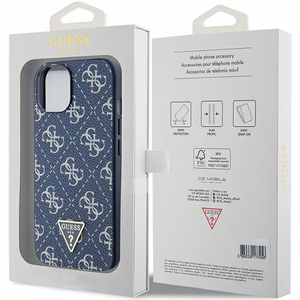 Guess 4G Triangle Metal Logo ümbris jaoks iPhone 15 Plus / 14 Plus - sinine