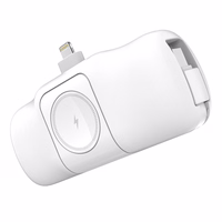 Wozinsky WF16-YLS 5000mAh 15W Lightning Mini Power Bank sisseehitatud USB-C kaabliga ja Apple Watchi laadijaga - valge