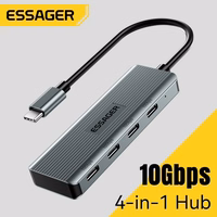 Adapter Essager "4 in 1" hall (In: Type-C, Out: 4xUSB-C)