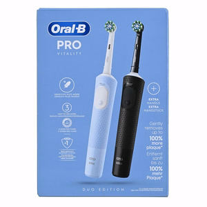 Oral-B Vitality Pro Duo – laetav elektriline hambahari, 2 harjapead, 3 puhastusrežiimi, must/sinine/valge