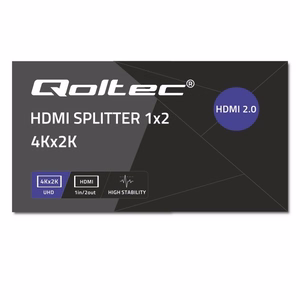 Qoltec 51797 aktiivne HDMI jagur 2 x HDMI 4K x 2K | 6Gb/s | 60Hz
