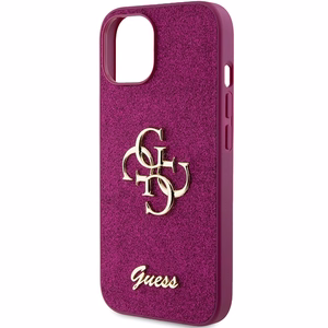 Guess Glitter Script Big 4G ümbris iPhone 15 - lilla