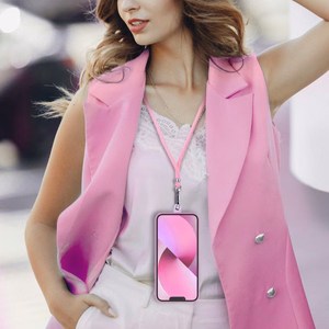 SWING (6mm) Phone lanyard, Phone pendant with adjustable length / cord length 165cm (max 82.5cm in the loop) / on the shoulder or neck - lite roosa