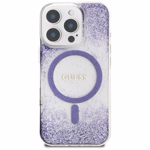 Guess HC Resin Bottom Glitter MagSafe ümbris jaoks iPhone 16 Pro Max - lilla