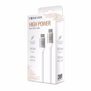 Forever кабель USB-C - USB-C 1,2 м 3A 20W WHP12320 белый
