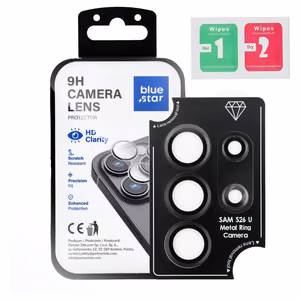 Tempered Glass Camera Lens Protector for Samsung S26 ULTRA Blue Star Easy Install black